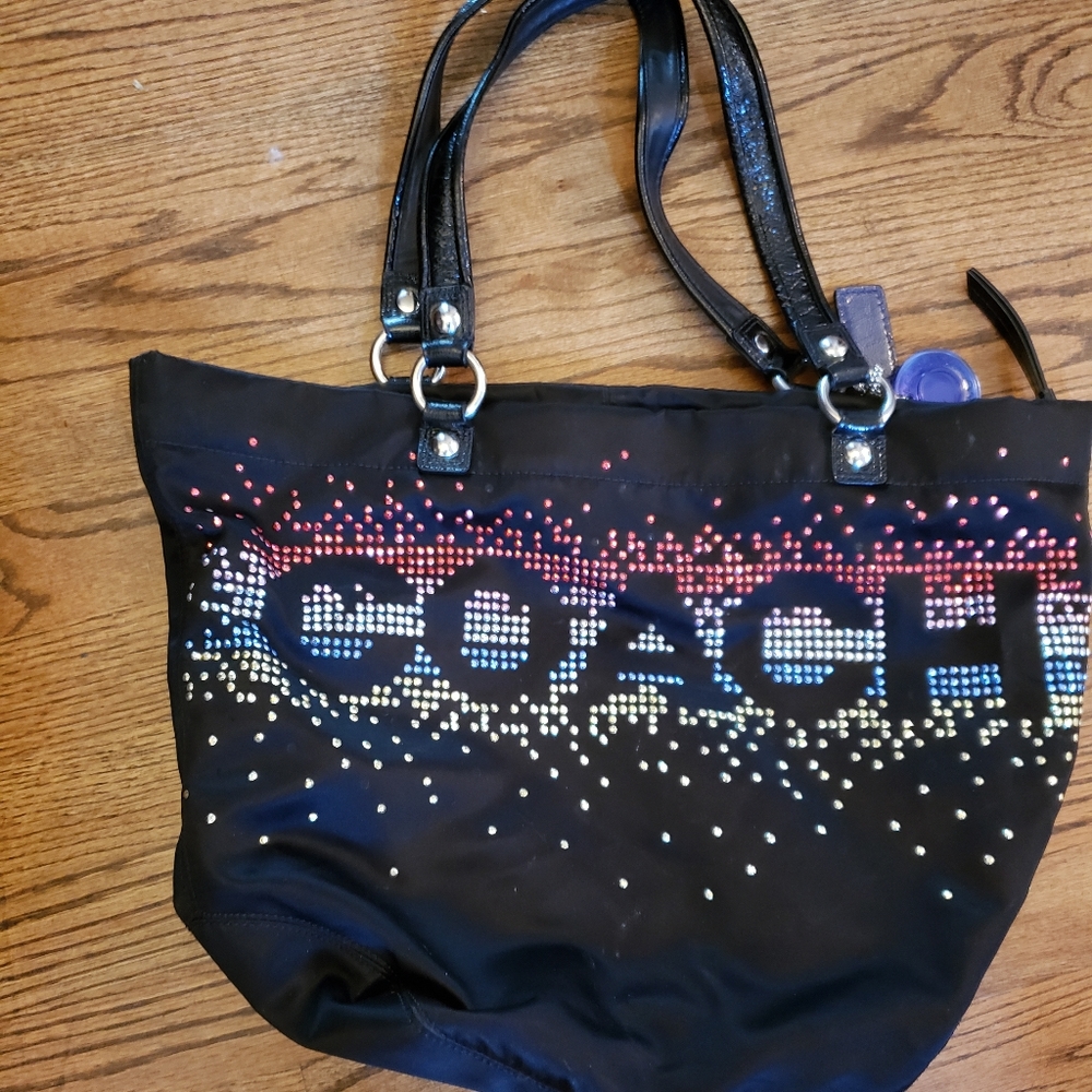 Coach rhinestone tote handbag